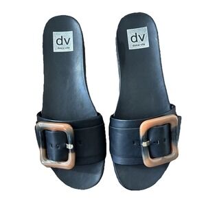 DV By Dolce Vita Caster Flat Slide One Band Sandals Black Cafe Size 9 M EUC Y2K
